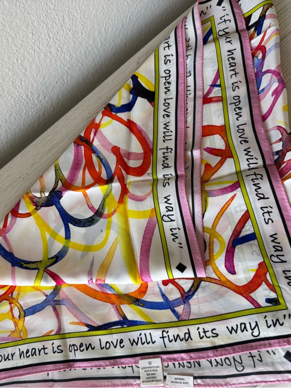 Jane Seymour Silk Print Scarf - White/Pink